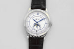 Replica Pattek Philippe Annual Calendar Moonphase 5396 White/Blue Dial on Black Leather Strap - Replica Watches