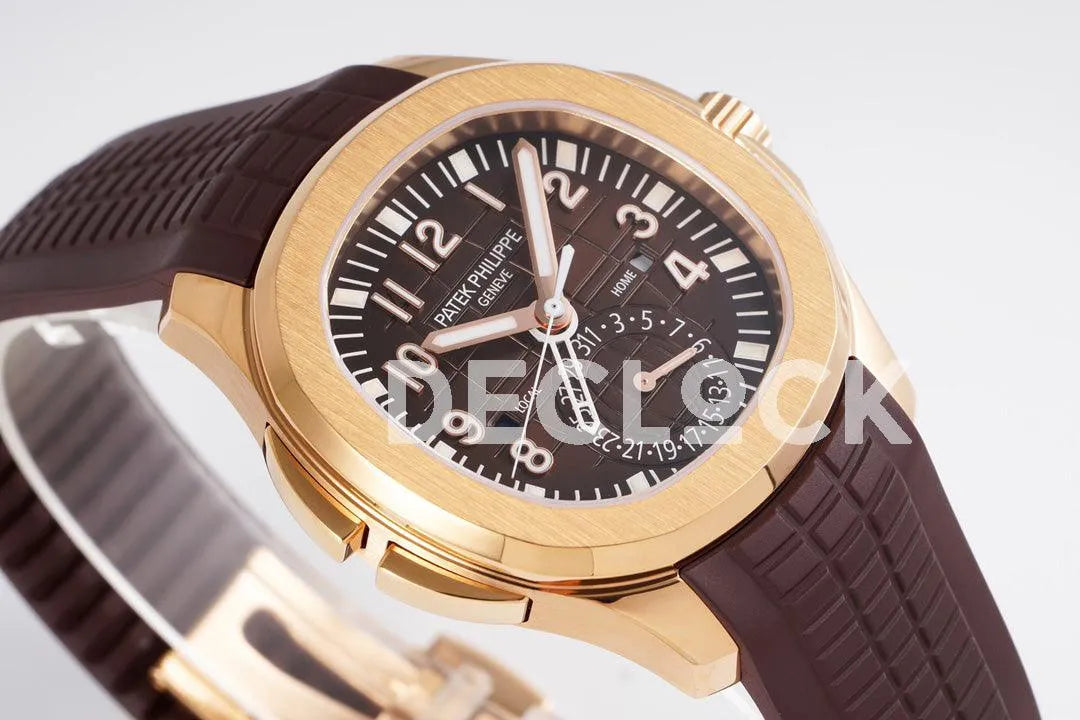 Replica Pattek Philippe Aquanaut 5164A Rose Gold Brown Dial on Brown Rubber Strap - Replica Watches