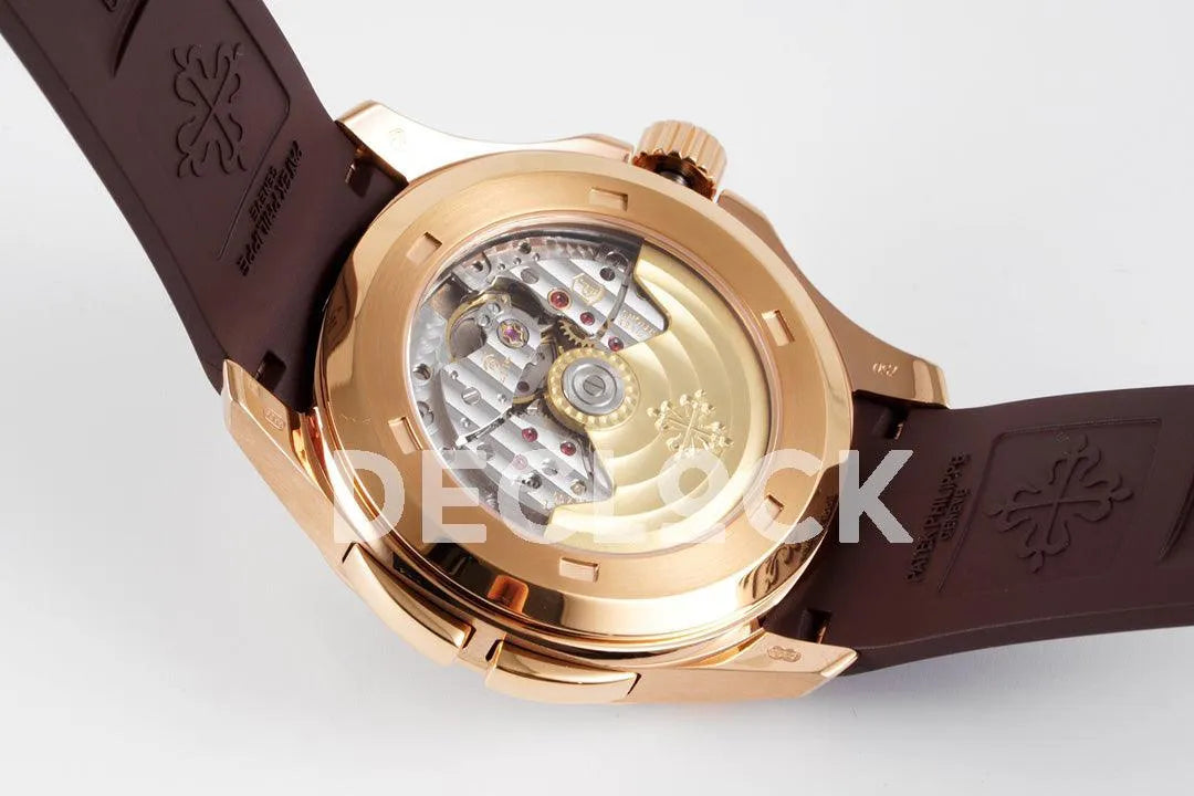 Replica Pattek Philippe Aquanaut 5164A Rose Gold Brown Dial on Brown Rubber Strap - Replica Watches