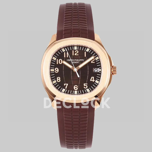 Replica Pattek Philippe Aquanaut 5167R Rose Gold Brown Dial on Brown Rubber Strap - Replica Watches