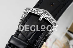 Replica Pattek Philippe Calatrava 5088 Steel Black Dial on Black Leather Strap - Replica Watches