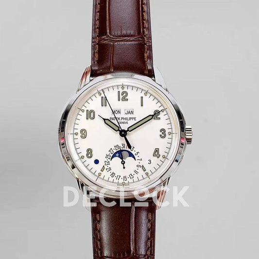 Replica Pattek Philippe Grand Complications 5320G Cream Dial on Brown Leather Strap - Replica Watches