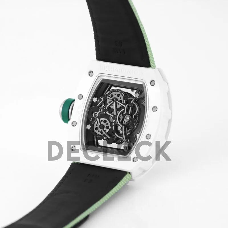 Replica Richard Mille RM 055 White Bubba Watson White Ceramic on Green Nylon Strap - Replica Watches