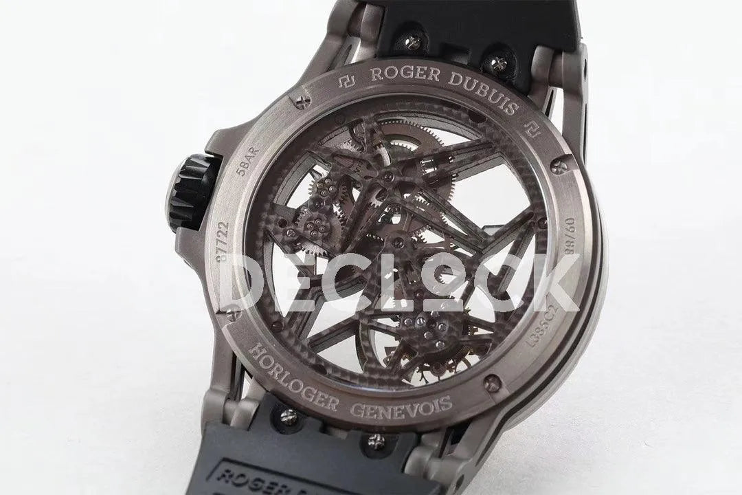 Replica Roger Dubuis Excalibur Spider Skeleton Flying Tourbillon with Black Rubber Strap - Replica Watches