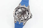 Replica Roger Dubuis Excalibur Spider Skeleton Flying Tourbillon with Blue Rubber Strap - Replica Watches