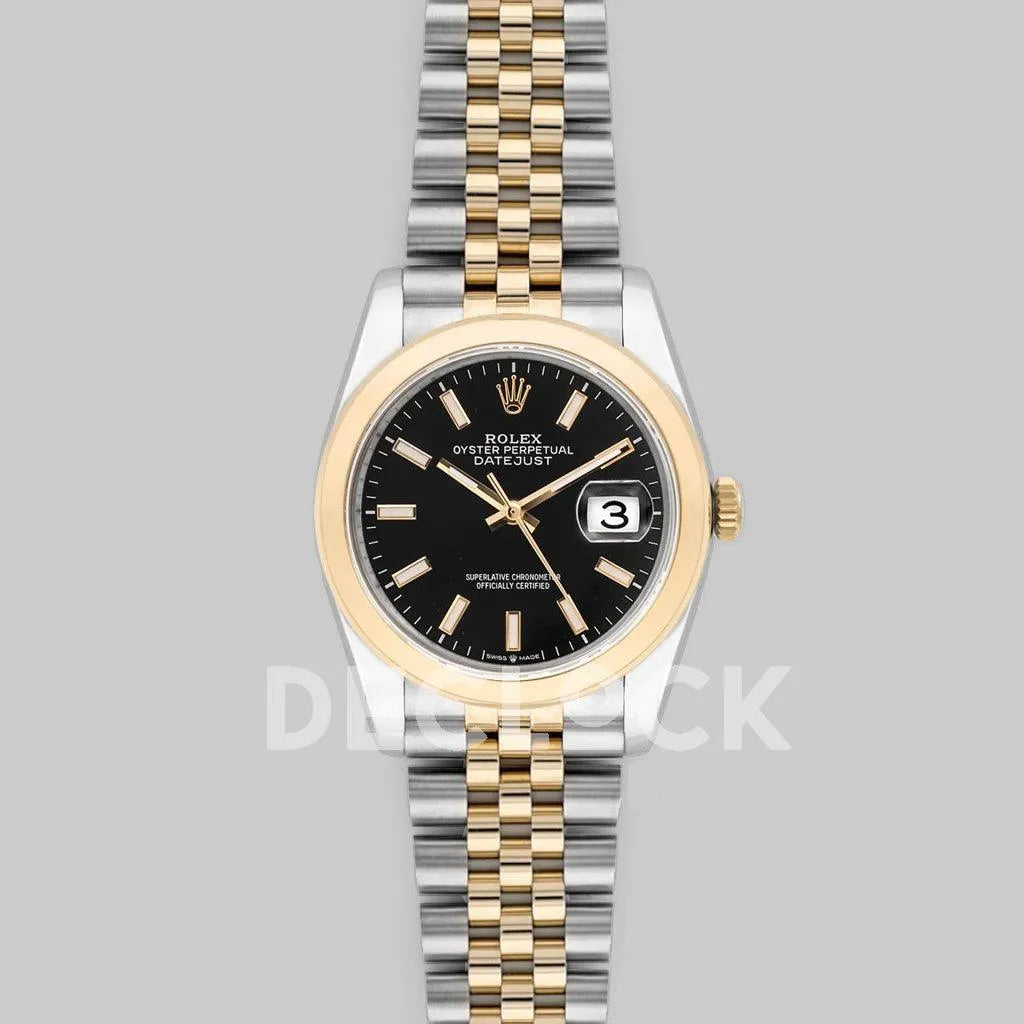 Replica Rolex Datejust 36 126201 Black Dial in Yellow Gold and Steel with Stick Markers - Replica Watches