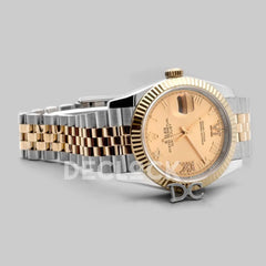 Replica Rolex Datejust 36 126283RBR Champagne Dial in Yellow Gold and Steel with Diamond Roman Numerals Markers - Replica Watches