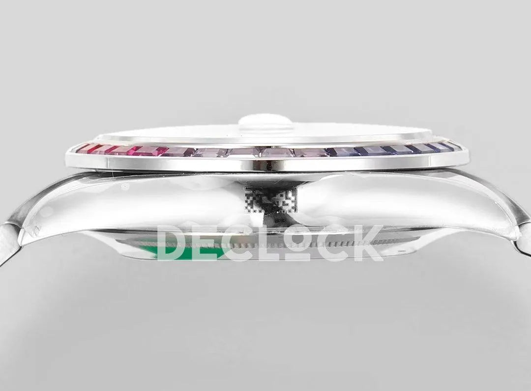 Replica Rolex Datejust 41 Silver Dial Rainbow Bezel - Replica Watches