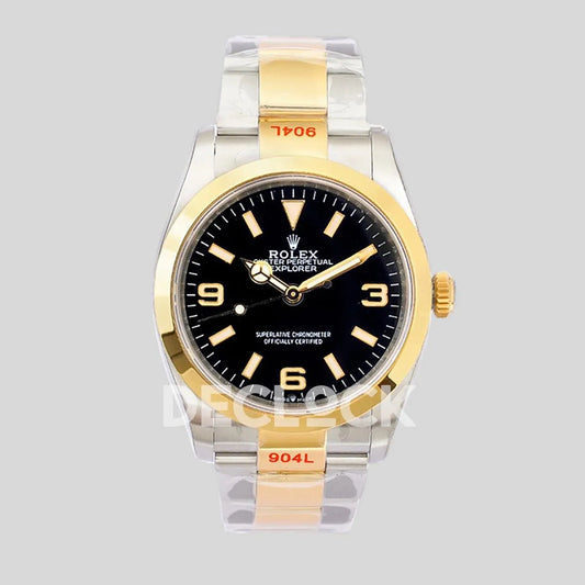 Replica Rolex Explorer I 36mm 1242703 Black Dial in Steel/Yellow Gold - Replica Watches