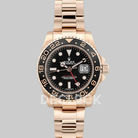 Replica Rolex GMT Master II in Rose Gold on Bracelet - Replica Watches