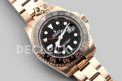 Replica Rolex GMT Master II in Rose Gold on Bracelet - Replica Watches