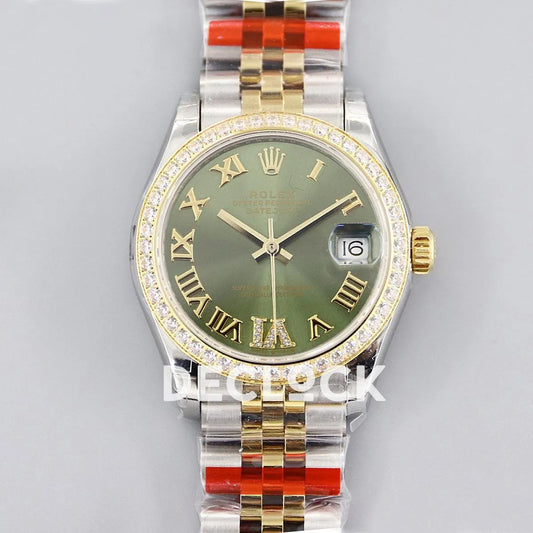 Replica Rolex Ladies Datejust 31 278271 Green Dial in Yellow Gold with Roman Markers - Replica Watches