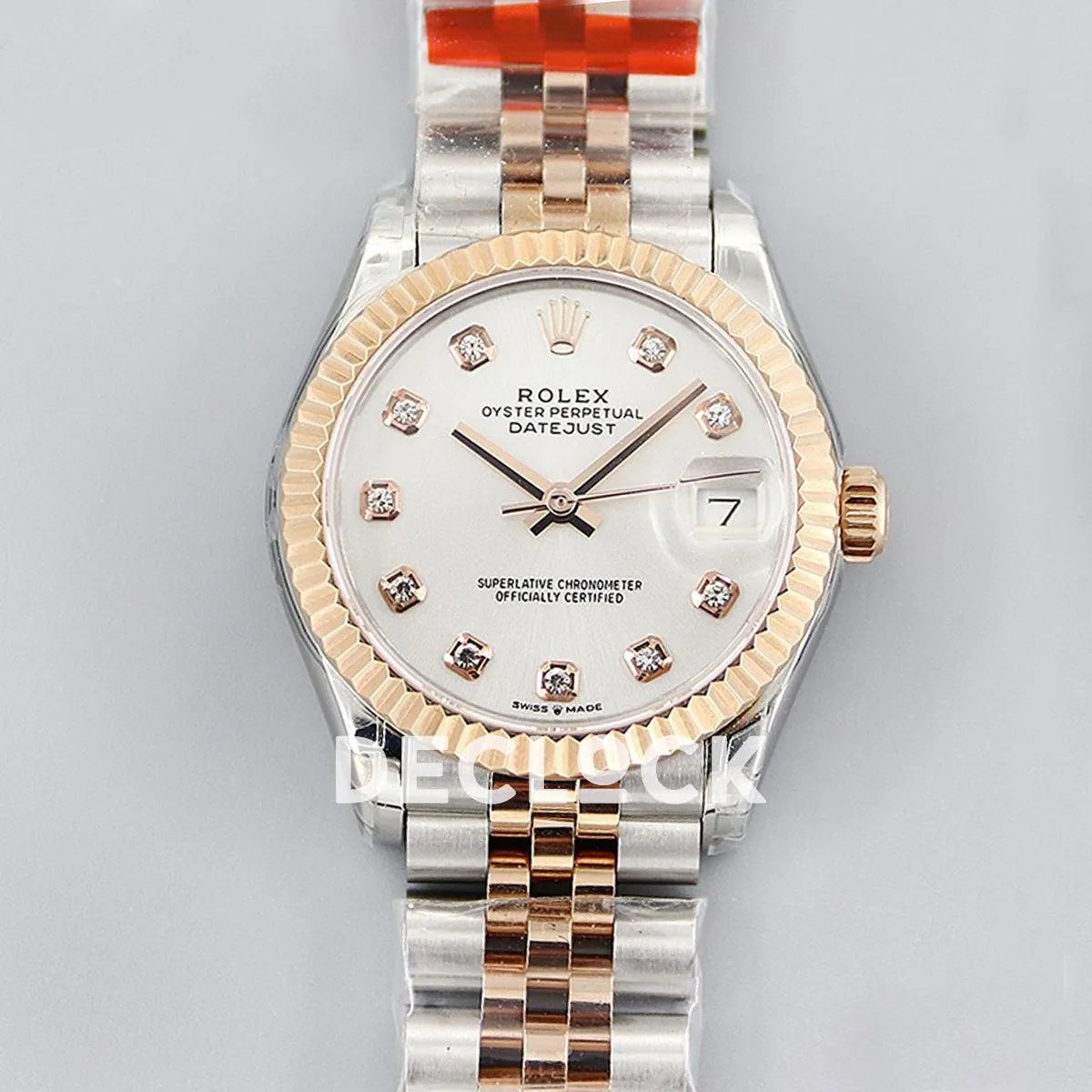 Replica Rolex Ladies Datejust 31 278271 White Dial in Everose Gold with Diamond Markers - Replica Watches