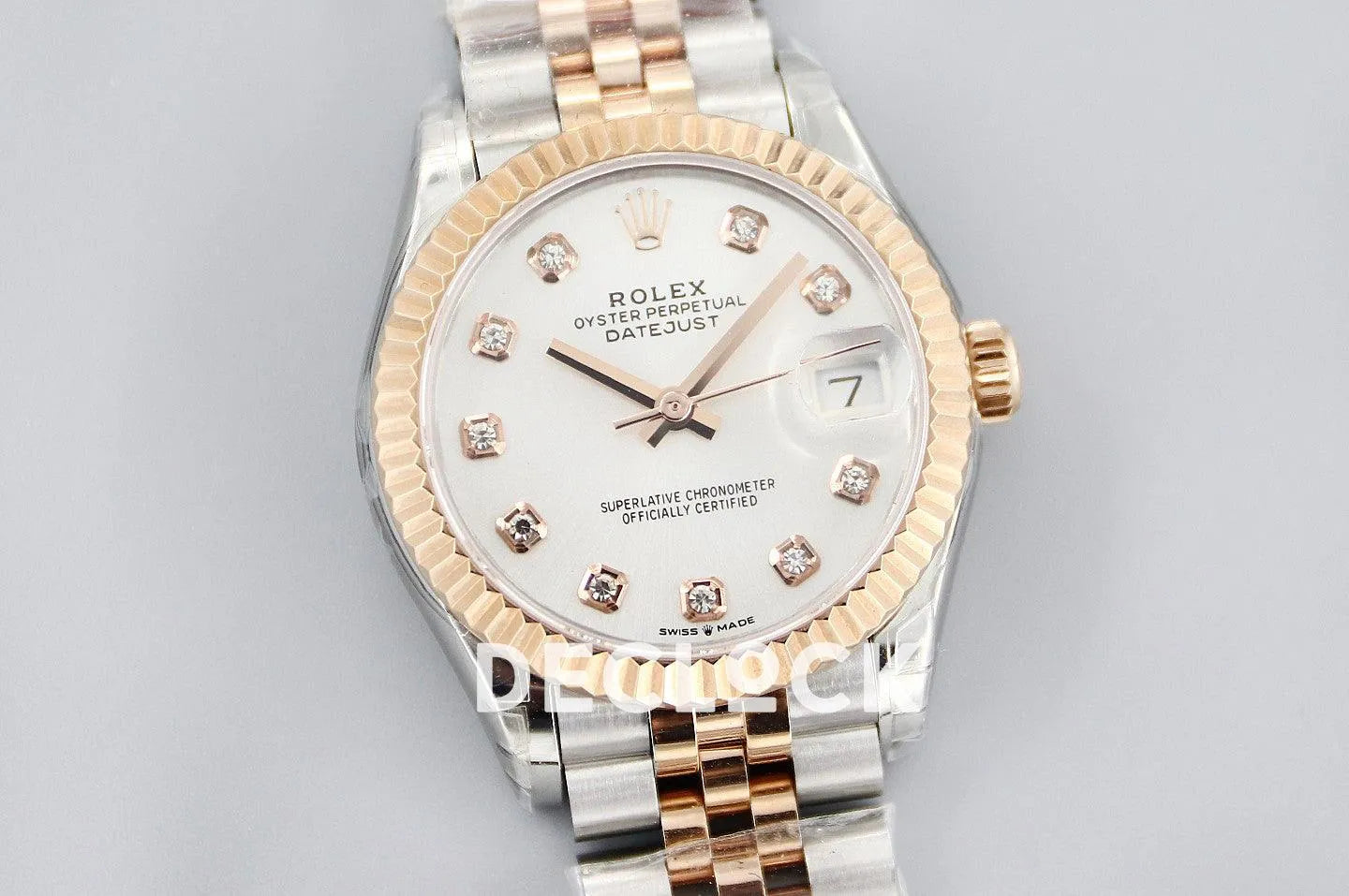 Replica Rolex Ladies Datejust 31 278271 White Dial in Everose Gold with Diamond Markers - Replica Watches