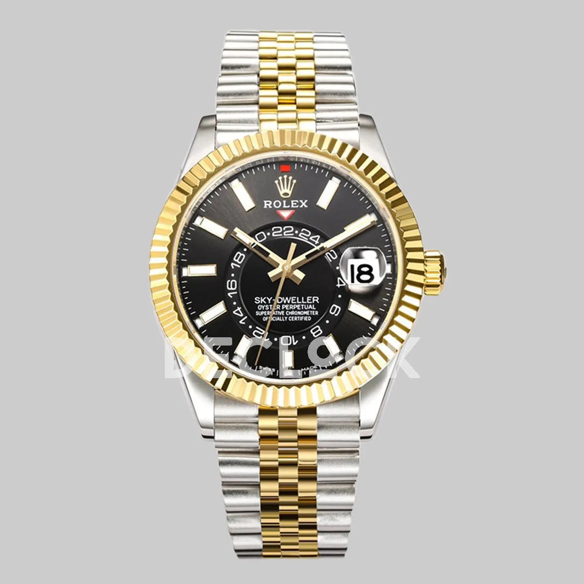 Replica Rolex Sky Dweller 2-Toned in Black Dial on Jubilee Bracelet - Replica Watches