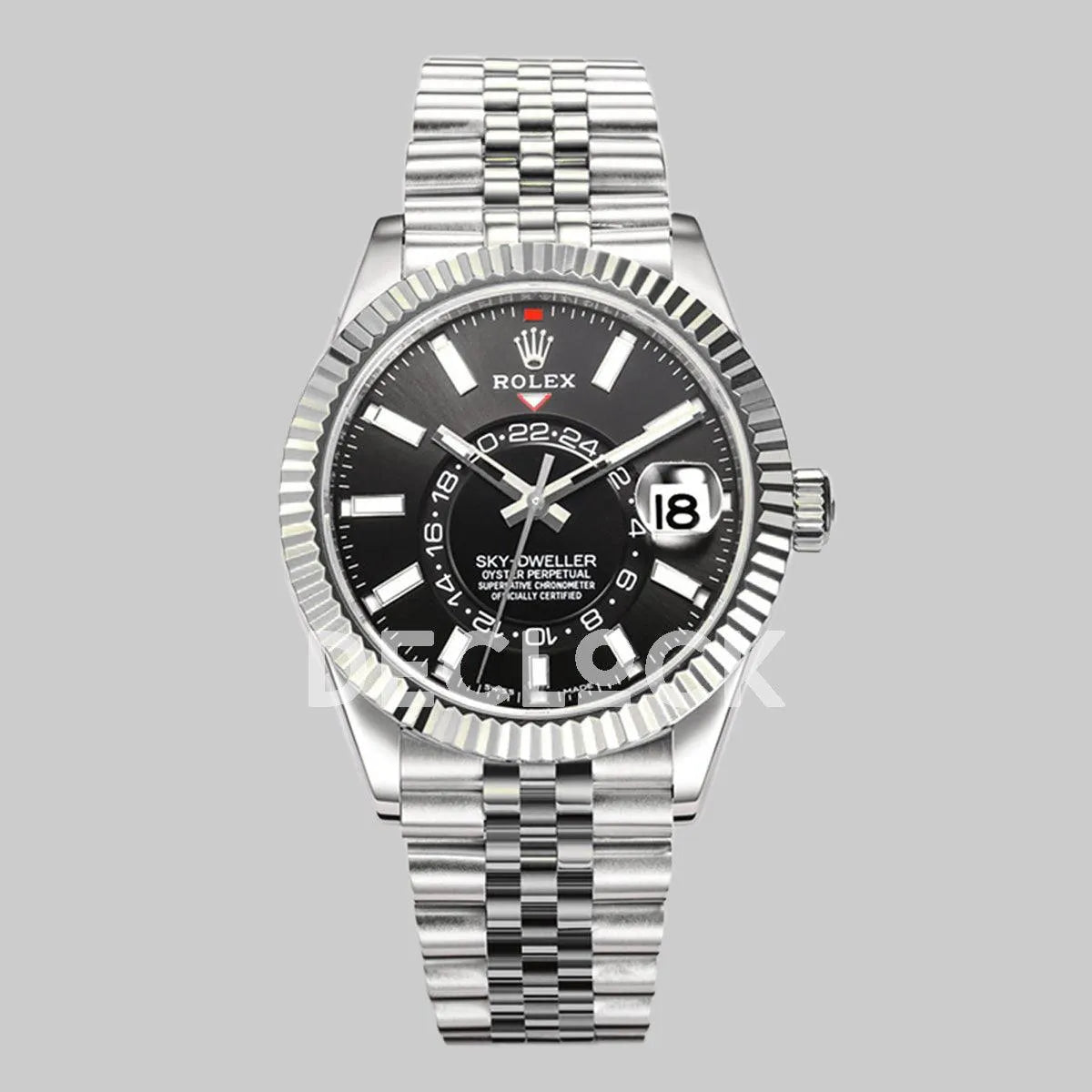 Replica Rolex Sky Dweller Steel in Black Dial on Jubilee Bracelet - Replica Watches