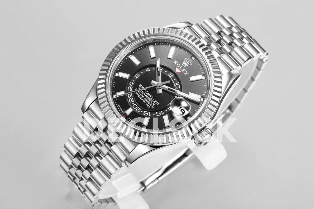 Replica Rolex Sky Dweller Steel in Black Dial on Jubilee Bracelet - Replica Watches