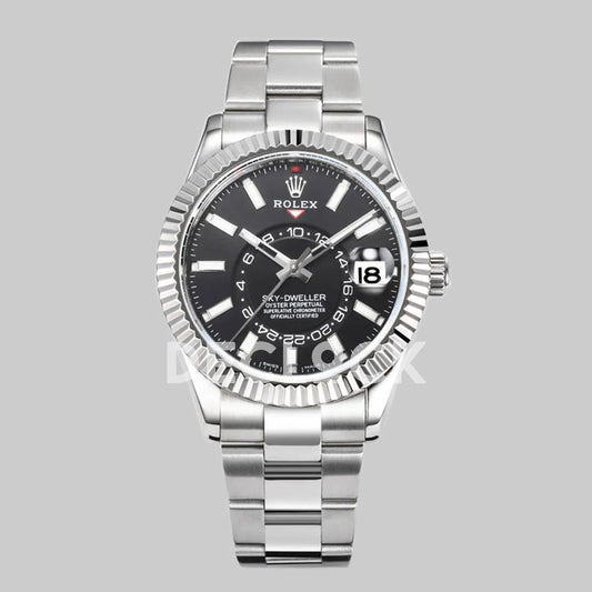 Replica Rolex Sky Dweller Steel in Black Dial on Oyster Bracelet - Replica Watches