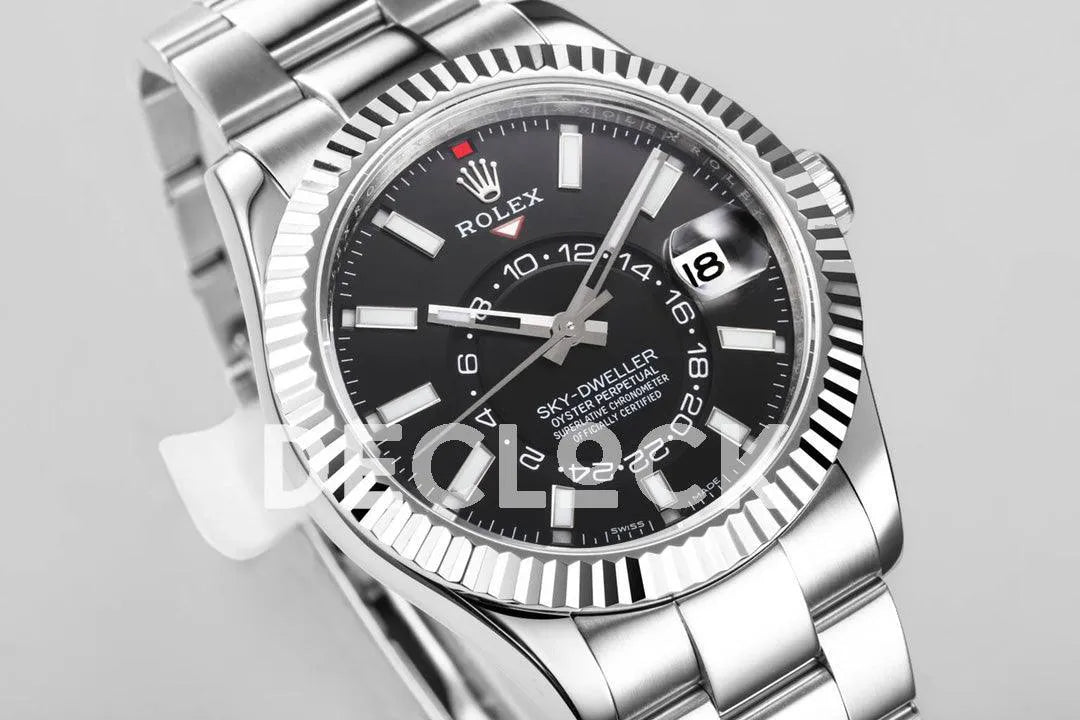 Replica Rolex Sky Dweller Steel in Black Dial on Oyster Bracelet - Replica Watches