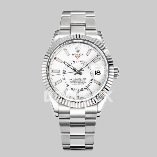 Replica Rolex Sky Dweller Steel in White Dial on Oyster Bracelet - Replica Watches