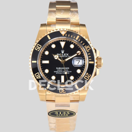 Replica Rolex Submariner 116618LB Black Ceramic in Gold - Replica Watches