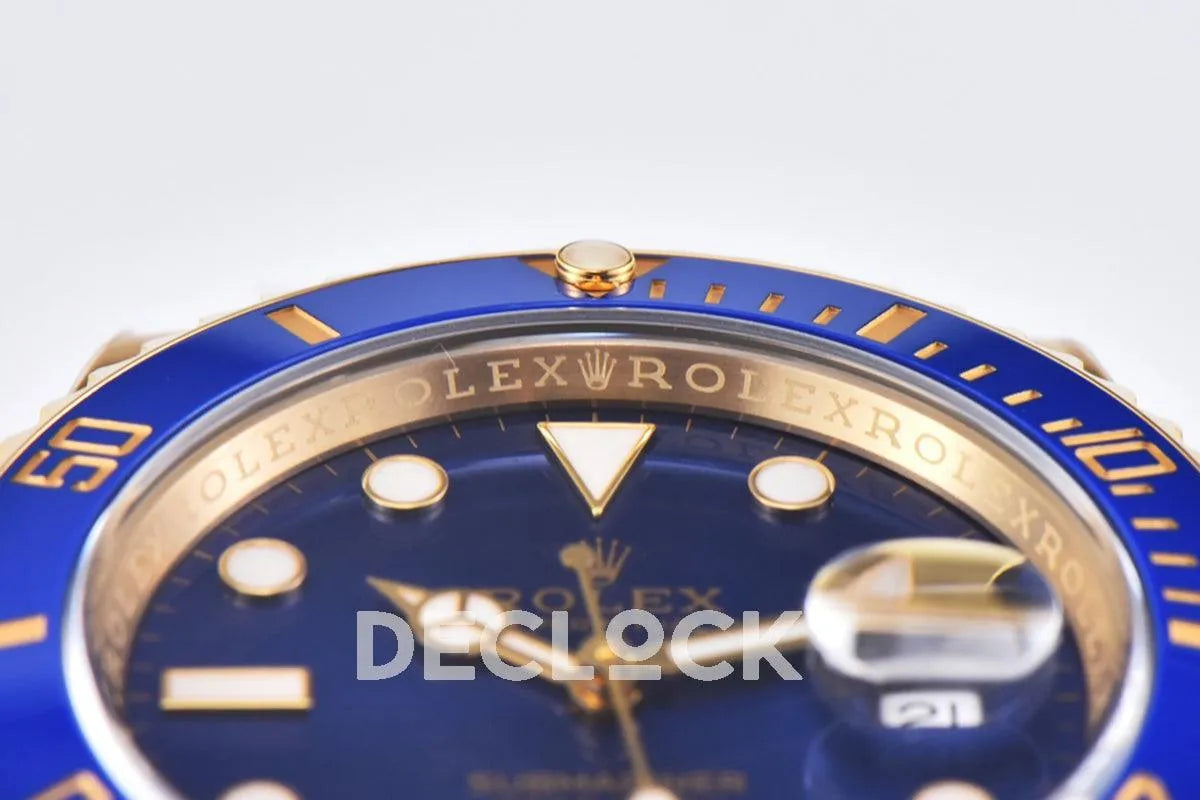 Replica Rolex Submariner 116618LB Blue Ceramic in Gold - Replica Watches