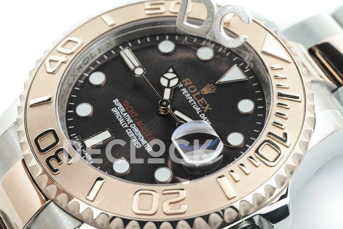 Replica Rolex Yacht Master 116622 Everose Black Dial in Two Tone - Replica Watches