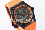 Replica Zenith Defy Classic Skeleton Black Bezel on Orange Rubber Strap - Replica Watches