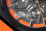 Replica Zenith Defy Classic Skeleton Black Bezel on Orange Rubber Strap - Replica Watches