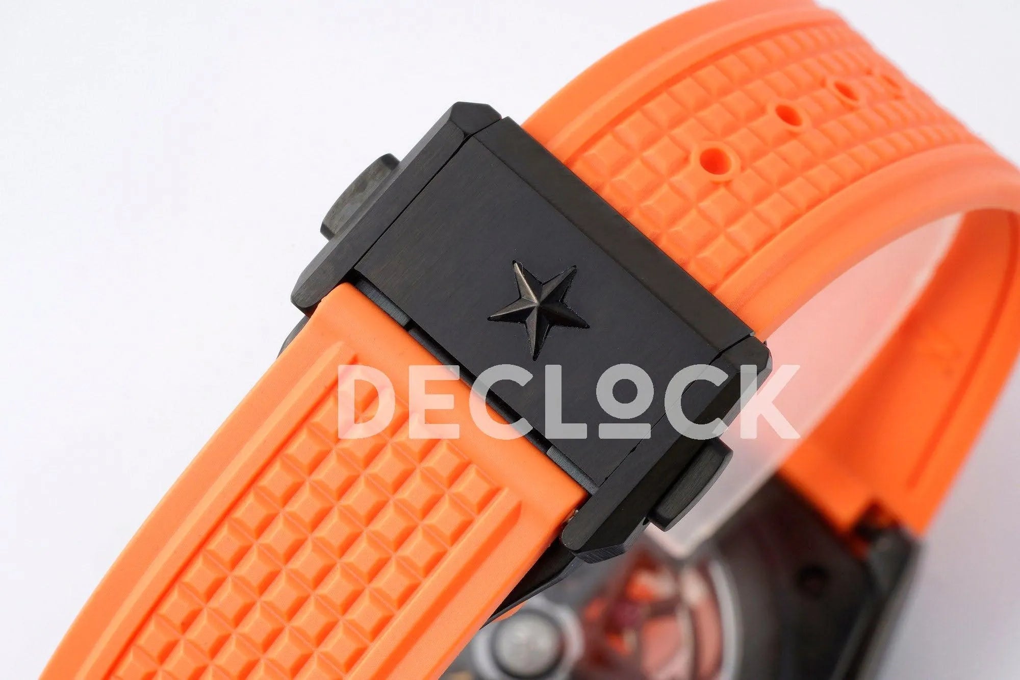 Replica Zenith Defy Classic Skeleton Black Bezel on Orange Rubber Strap - Replica Watches