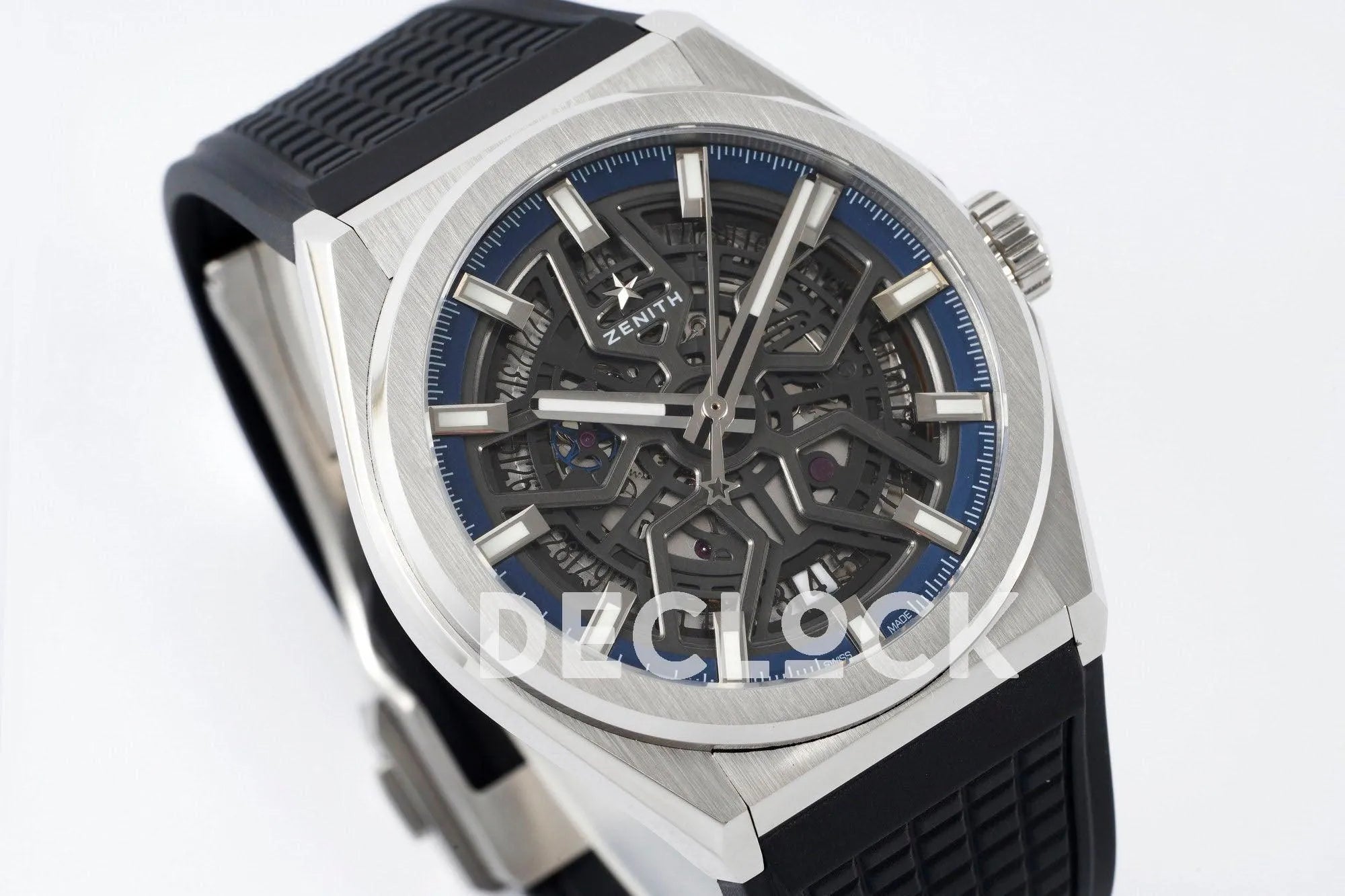 Replica Zenith Defy Classic Skeleton Black Dial on Black Rubber Strap - Replica Watches