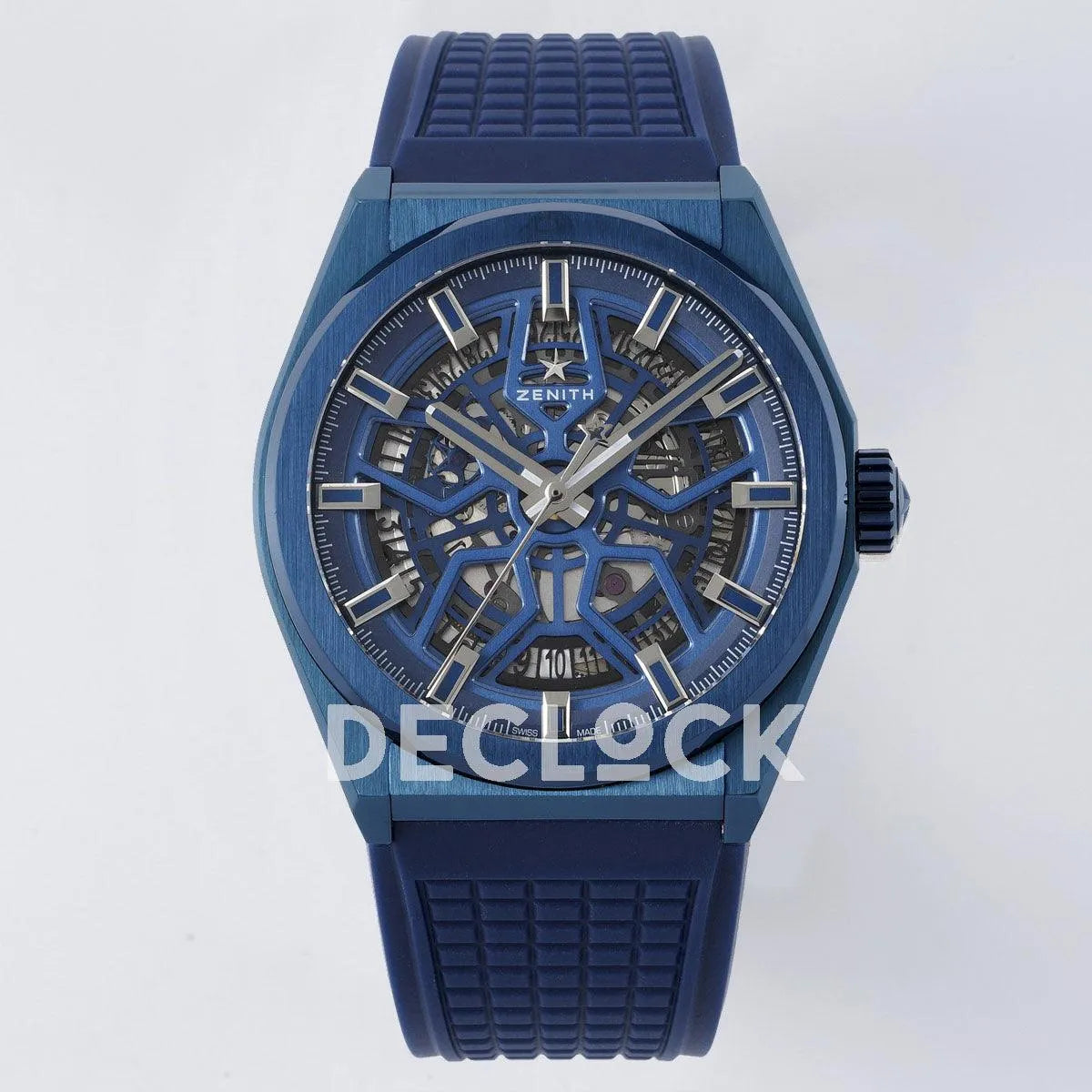 Replica Zenith Defy Classic Skeleton Full Blue on Blue Rubber Strap - Replica Watches